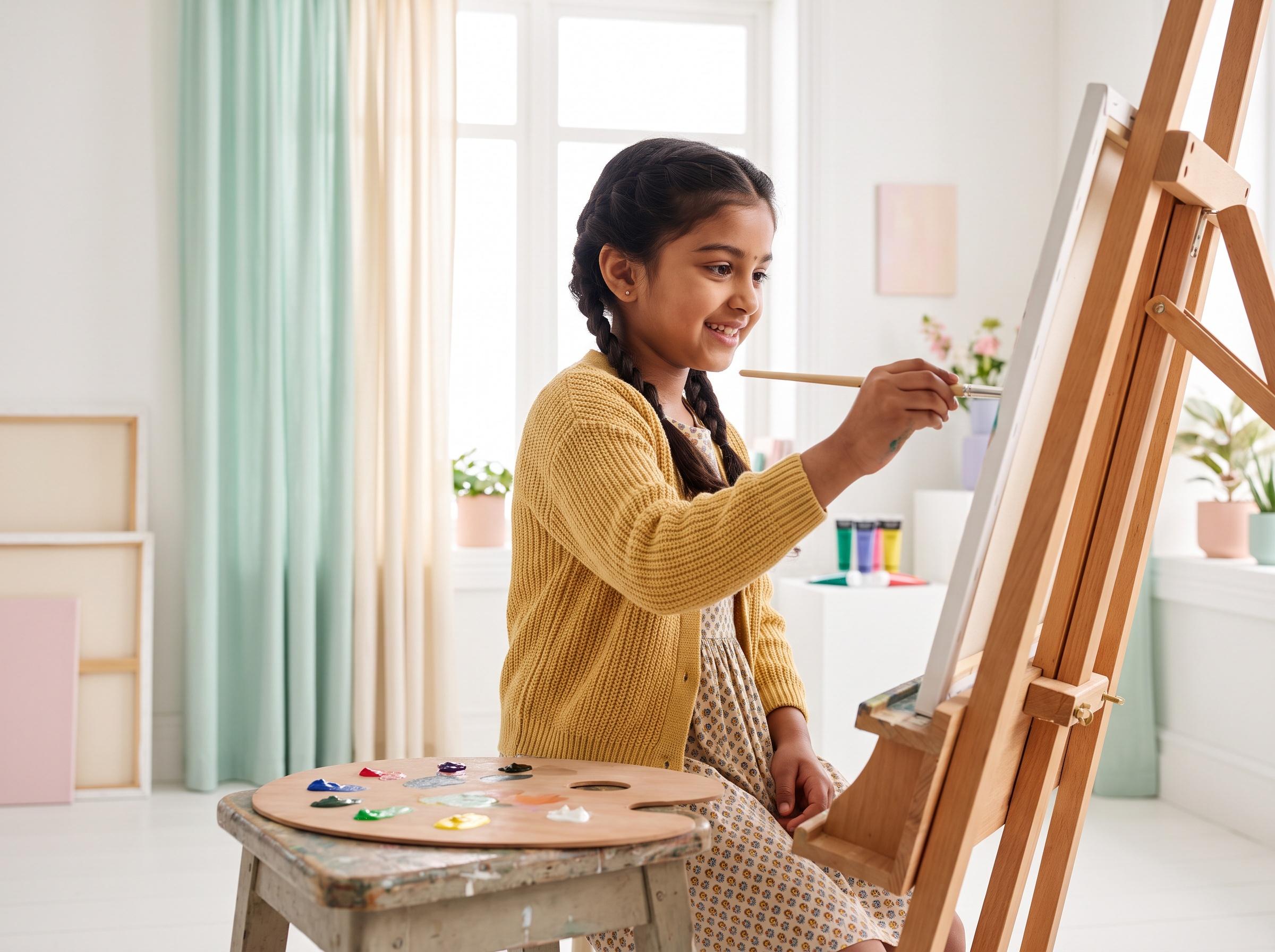 Children painting at easels in a light-filled studio
